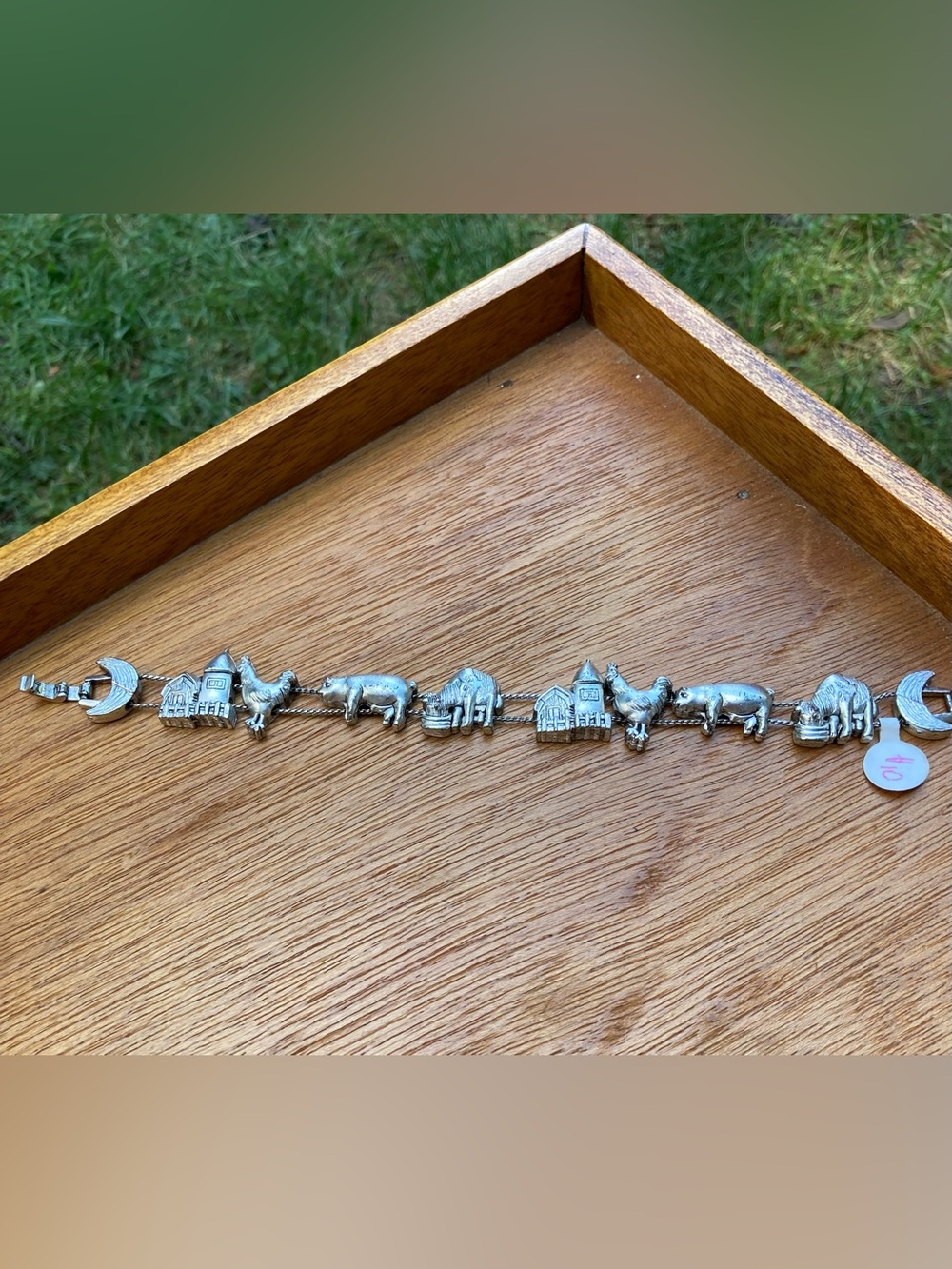 Silver Farm Animal and Barn Charm Bracelet